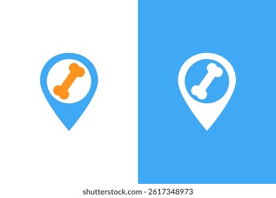 Bone and map pointer logo combination. Unique orthopedic logotype design template.