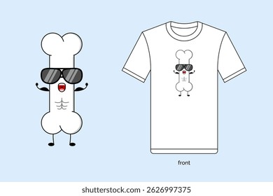 Bone mascot illustration vector design with T-shirt mockup. EPS 10