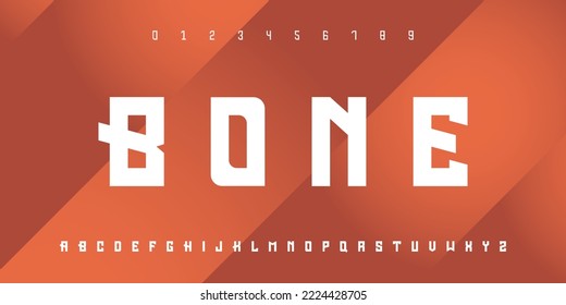 BONE Modern abstract digital tech font. Logo creative font, type, technology, movie, digital, music, movie. Font and illustration in vector format.