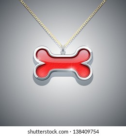 bone on chain. jewellery decoration  vector illustration EPS10. Transparent objects and opacity masks used for shadows and lights drawing