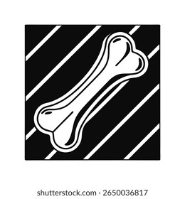 Bone on with diagonal stripes inside a square frame graphic