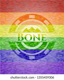 Bone on mosaic background with the colors of the LGBT flag