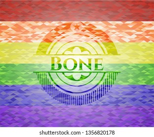Bone on mosaic background with the colors of the LGBT flag