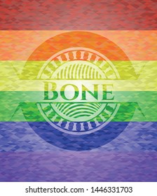 Bone on mosaic background with the colors of the LGBT flag