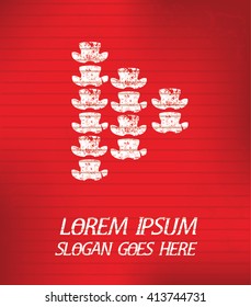 Bone on red background,poster grunge design