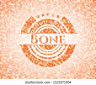 Bone orange mosaic emblem. Vector Illustration. Detailed.