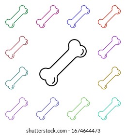 Icono de tipo hueso, órgano multicolor. Línea delgada simple, contorno vector de iconos de órganos humanos para ui y ux, sitio web o aplicación móvil