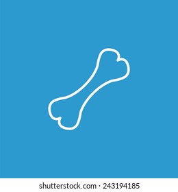 bone outline icon, isolated, white on the blue background. Exclusive Symbols 