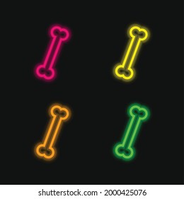 Bone Outline Variant four color glowing neon vector icon