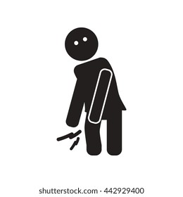 bone pain flat icon in black and white  style problems joints, man with knee pain, joint pain