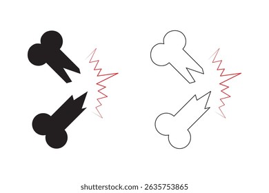 Bone pain vector showing inflammation in knee. Orthopedic health icon with painful knee joint. Knee arthritis bone pain concept for healthcare. Joint inflammation. Vector illustration.