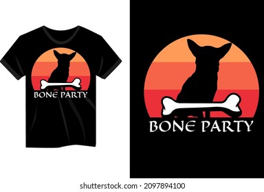 Bone party dog retro t shirt design