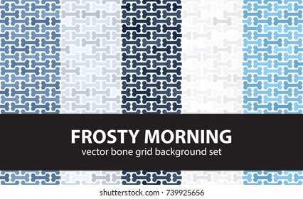 Bone pattern set Frosty Morning. Vector seamless backgrounds