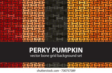 Bone pattern set Perky Pumpkin. Vector seamless backgrounds