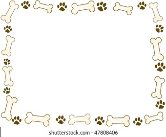 Bone And Paw Frame In Sepia Tones