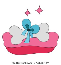 Hueso con la almohada aislada en un fondo blanco