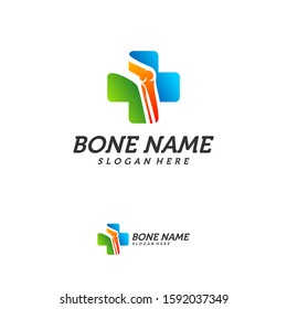 Bone Plus logo. Healthy bone Icon. Knee bones and joints care protection logo template. Medical flat logo design. Vector of human body health. Emblem symbol.