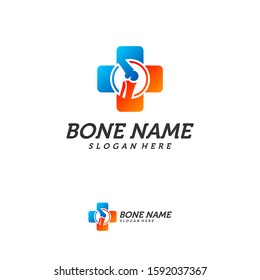 Bone Plus logo. Healthy bone Icon. Knee bones and joints care protection logo template. Medical flat logo design. Vector of human body health. Emblem symbol.