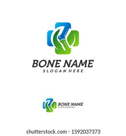 Bone Plus logo. Healthy bone Icon. Knee bones and joints care protection logo template. Medical flat logo design. Vector of human body health. Emblem symbol.