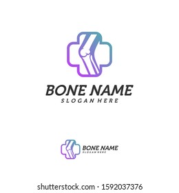 Bone Plus logo. Healthy bone Icon. Knee bones and joints care protection logo template. Medical flat logo design. Vector of human body health. Emblem symbol.