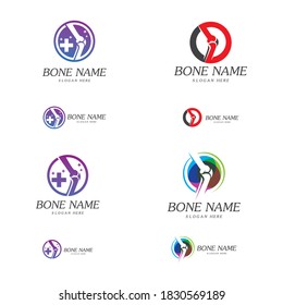 Bone Plus logo. Healthy bone Icon. Knee bones and joints care protection logo template. Medical flat logo design. Vector of human body health. Emblem symbol