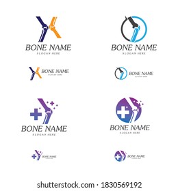 Bone Plus logo. Healthy bone Icon. Knee bones and joints care protection logo template. Medical flat logo design. Vector of human body health. Emblem symbol