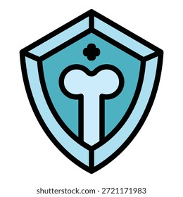 Symbol für Knochenschutz. Umriss Knochenschutz, Vektorsymbol für Webdesign, einzeln auf weißem Hintergrund, Farbe flach
