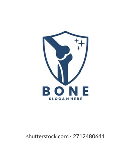 Bone protections logo design icon. Bone with shield logo design vector template, bone logo design vector