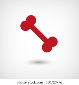 Bone - red vector  icon with shadow