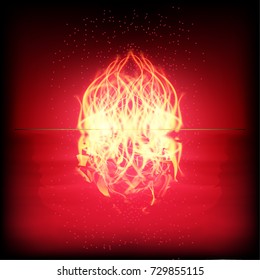 A Bone with Reflection and Sparks on a red-black background
