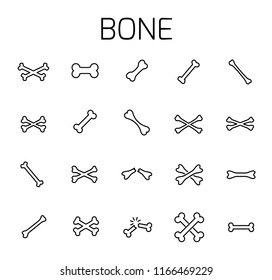 Bone related vector icon set. Well-crafted sign in thin line style with editable stroke. Vector symbols isolated on a white background. Simple pictograms.