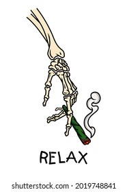 Bone Relax Smoking Weed Illustration vector art