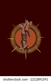 Bone with rope vector illustration
