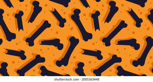 Bone seamless pattern with scary horrible bones for halloween holiday design. October party banner, poster or postcard