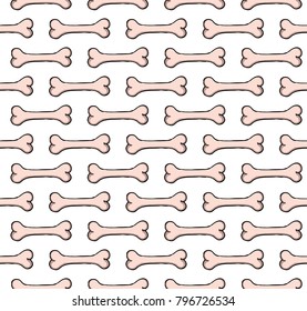 Bone seamless pattern, in the vector. Isolated on white