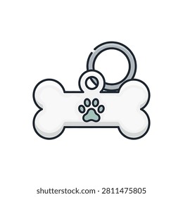 Bone shaped dog tag with paw print
