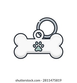 Bone shaped pet tag with paw print