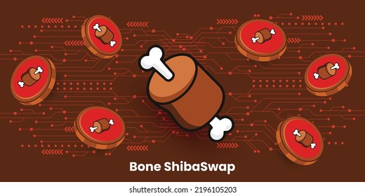 Bone ShibaSwap (BONE) Crypto currency coin symbol financial technology vector banner and background template