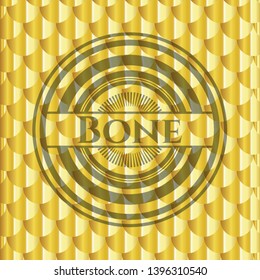 Bone shiny golden badge. Scales pattern. Vector Illustration. Detailed.