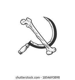 A bone and a  sickle.  Can be used as a sketch of a tattoo.