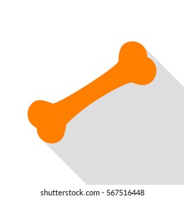 Bone sign illustration. Orange icon with flat style shadow path.