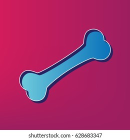 Bone sign illustration. Vector. Blue 3d printed icon on magenta background.