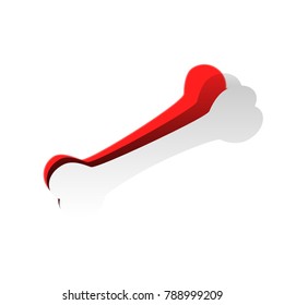 Bone sign illustration. Vector. Detachable paper icon with red body stock. Isolated.