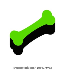 Bone sign illustration. Vector. Green 3d icon with black side on white background. Isolated.