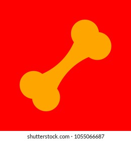 Bone sign illustration. Vector. Orange icon with white holes if exist at red background. Isolated.