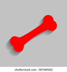 Bone sign illustration. Vector. Red icon with soft shadow on gray background.