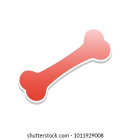 Bone sign illustration. Vector. Reddish icon with white and gray shadow on white background. Isolated.