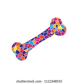 Bone sign illustration. Vector. Stained glass icon on white background. Colorful polygons. Isolated.