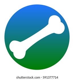 Bone sign illustration. Vector. White icon in bluish circle on white background. Isolated.