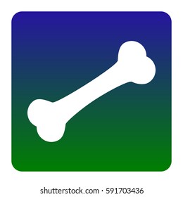 Bone sign illustration. Vector. White icon at green-blue gradient square with rounded corners on white background. Isolated.